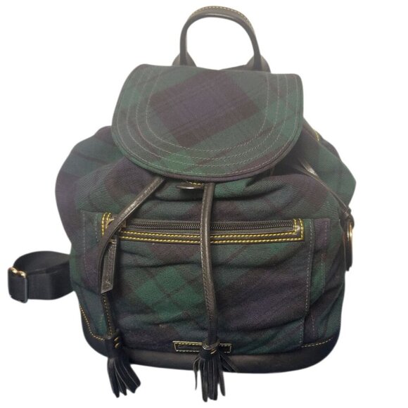 Dooney & Bourke Plaid Canvas & Leather Backpack With Tassel Accents main image 13